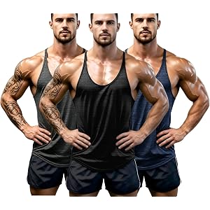 Yewloch Men's Bodybuilding Stringer Tank Tops Gym Workout Shirt Y-Back Athletic Quick Dry Tank Shirts