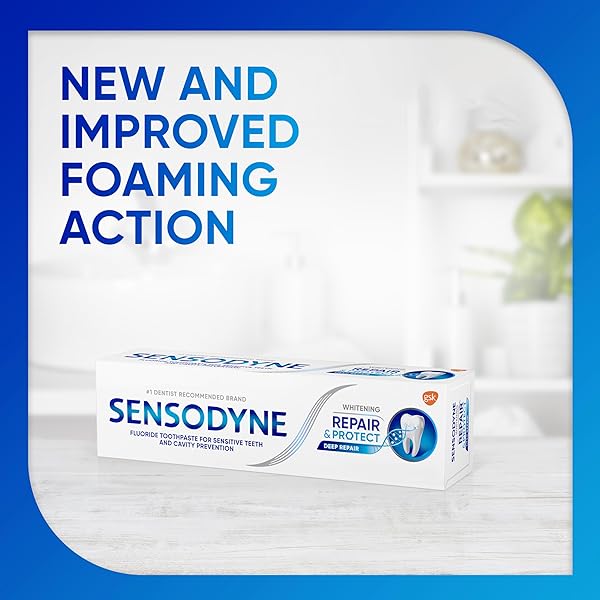 SENSODYNE REPAIR AND PROTECT WHITENING TOOTHPASTE, TOOTHPASTE FOR SENSITIVE TEETH AND CAVITY PREVENTION, 3.4 OZ