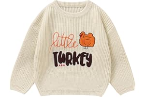ADXSUN Toddler Boy Thanksgiving Sweater Little Turkey Outfit Knitted Pullover Fall Winter Clothes 1-5T