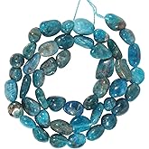 HAAMIIQII Natural Blue Apatite Pebble Stone 5-8mm Small Irregular Freeform Tumbled Loose Gemstone Beads for Jewelry Making Strand 15 Inch (45-50pcs)