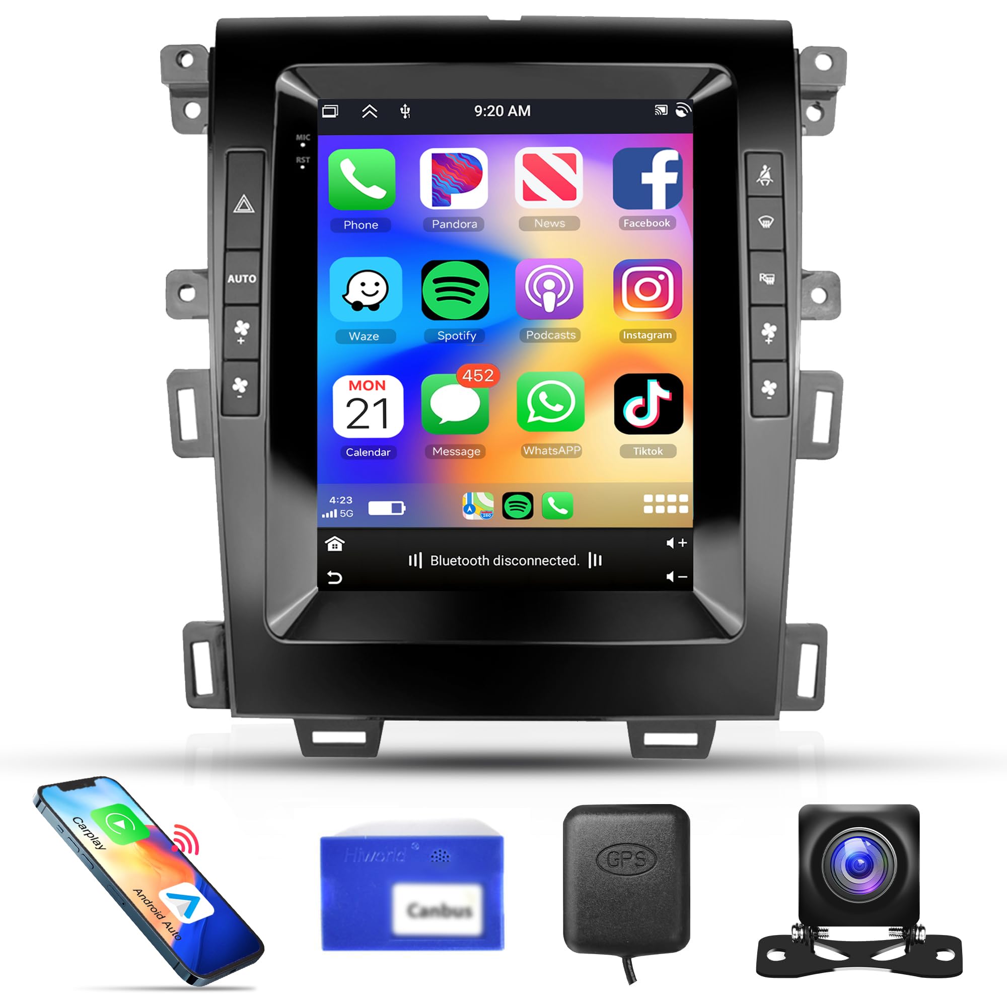 Photo 1 of 2G+64G Car Radio for Ford Edge 2013 2014 2015, Rimoody Car Stereo Android CarPlay Android Auto 9.7 inch Vertical Touchscreen GPS WiFi Mirror Link EQ Bluetooth FM/RDS + Backup Camera