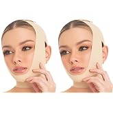 M&amp;D Face Slimming Chin Strap Lipo Compression Garment Mentonera Postquir&uacute;rgica Facial Beige M (Pack of 2)