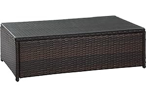 Crosley Furniture Palm Harbor All Weather Rattan Wicker Outdoor Coffee Table for Patio, Deck, Porch, Brown