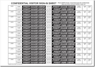 Cherry Printers NCR Confidential Visitor Sign In Refill Pack A4 50 Sets
