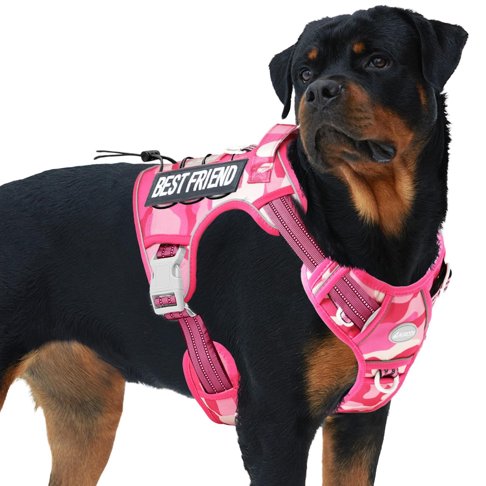 Photo 1 of AUROTH Tactical Dog Harness for Small Medium Large Dogs No Pull Adjustable Pet Harness Reflective K9 Working Training Easy Control Pet Vest Military Service Dog Harnesses (XL, Purple Camo)