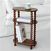 LwellDwell 3-Tier Narrow Side Table, Slim End Table for Small Spaces | Skinny wooden side table with shelf storage. Ideal as living room accent or bedroom nightstand.Easy assembly, space-saving