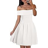 MEROKEETY Women's Summer Off Shoulder Mini Dresses 2025 Ruffle A Line Cocktail Party Knit Dress