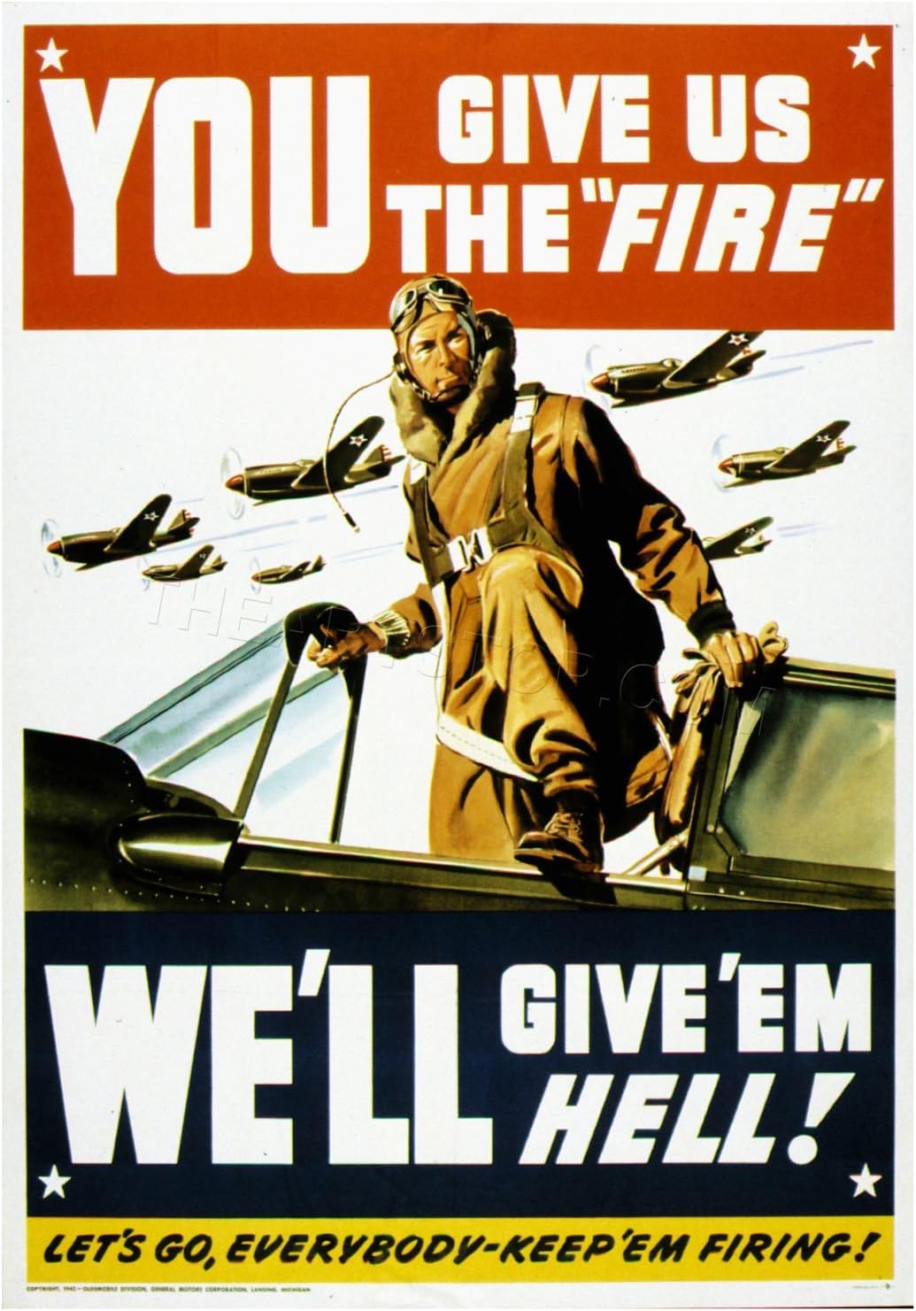 The Art Stop Vintage AD Propaganda WAR WWII USA Pilot Fighter Jet Print F12X6136