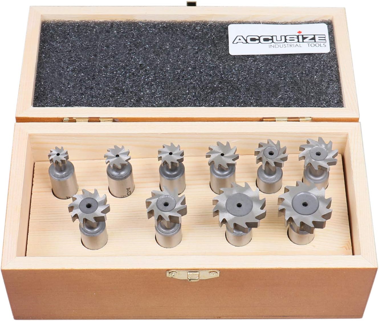 Accusize Industrial Tools 10 Pcs H.S.S. Woodruff Key Cutter Set, 1/2