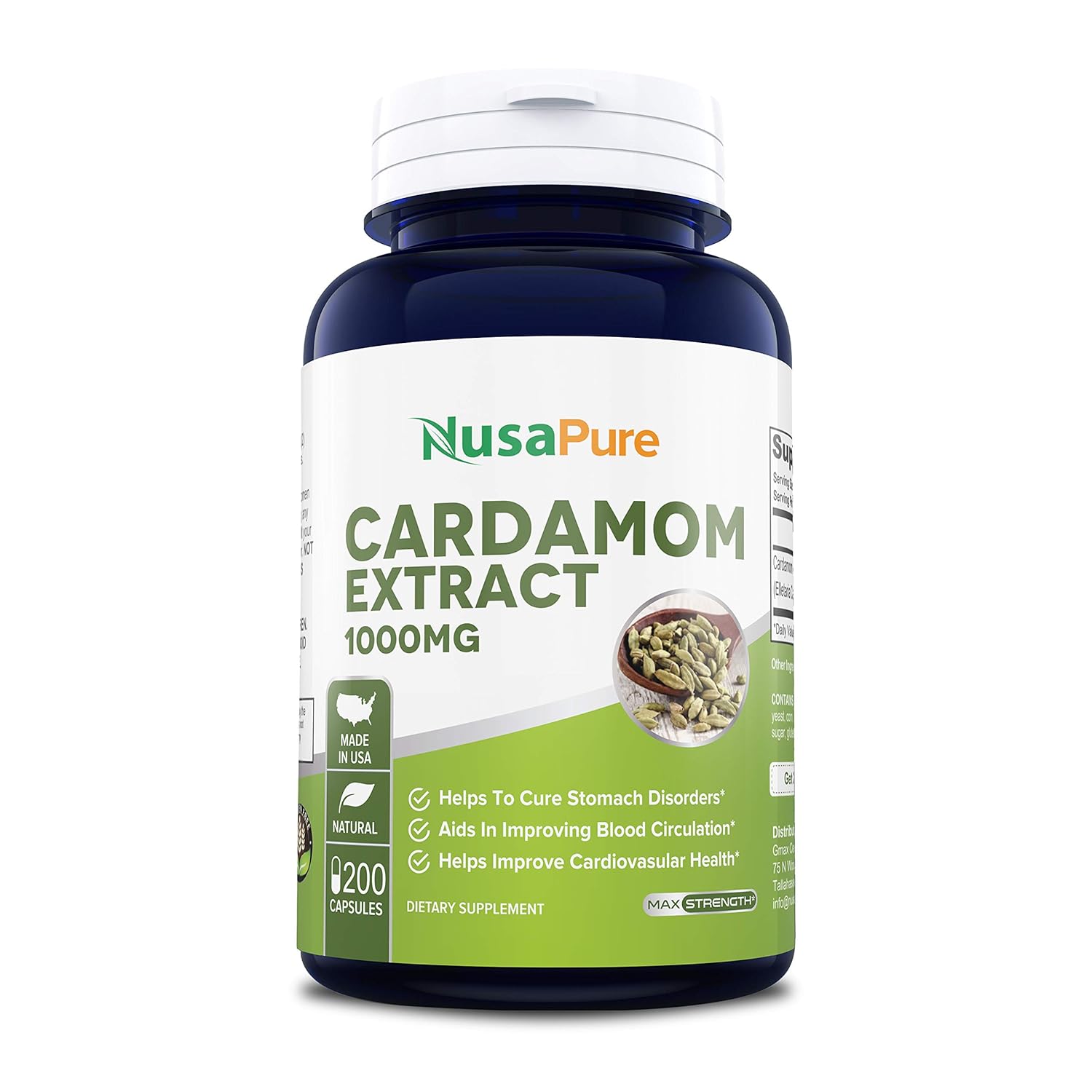 Cardamom Extract 4000mg 200 Vegetarian Capsules (NonGMO & Gluten Free