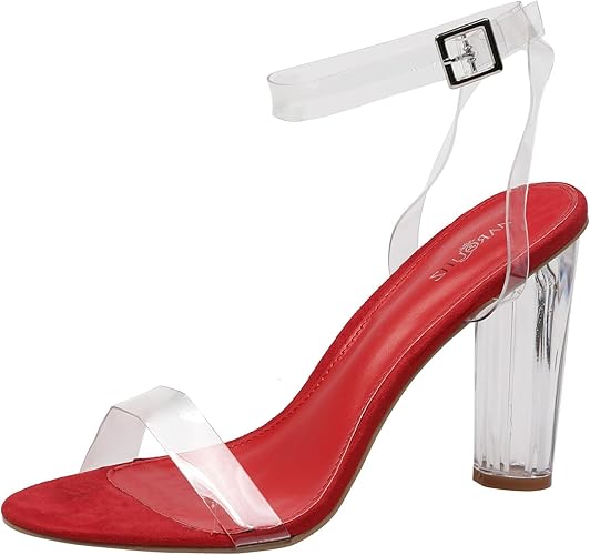 red clear sandals