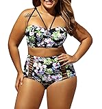 FEIAA Womens High Waisted Bikini Ruffles Swimsuit