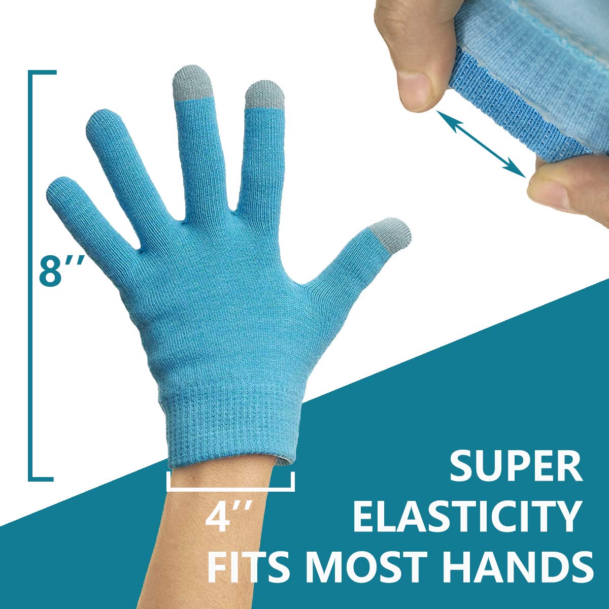 Moisturizing Gel Gloves, Touch Screen Cotton Gloves Heal Eczema Sleeping Lotion Hand Spa Treatment Gloves Repair Rough Cracked Dry Chapped Hands Skin - Blue : Beauty