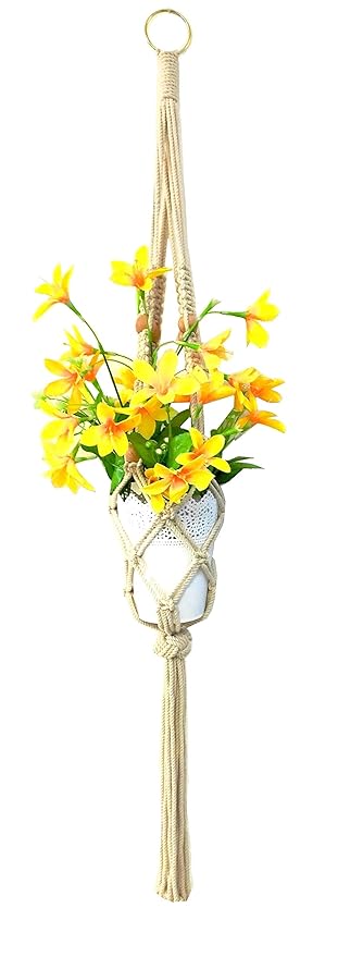 Indo Creation Cotton Plant Hanger, Ivory, 39 inch, Set of 1