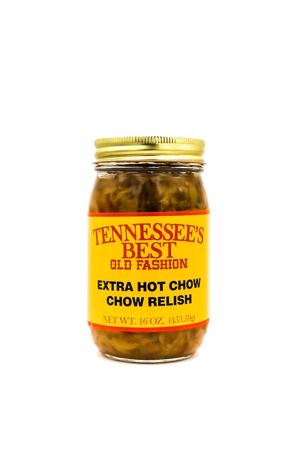 Tennessee’s Best Old Fashion Extra Hot Chow Chow | Handcrafted in Small Batches with Simple Ingredients | All Natural, Gluten-free, Produce in a Jar - 16 oz Jar (454 g)