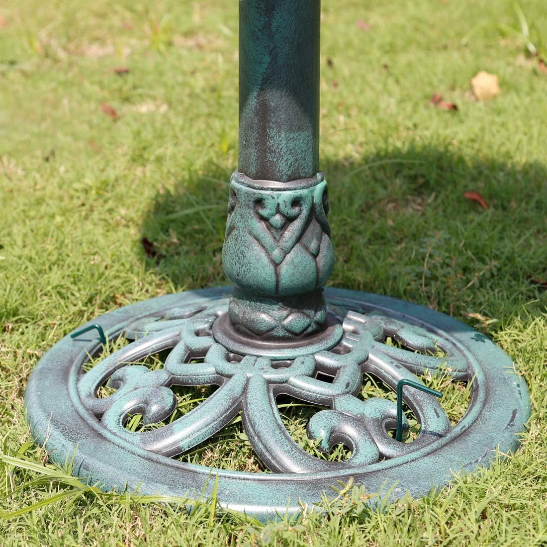 VIVOHOME Polyresin Antique Outdoor Green Garden Bird Bath and Solar Powered Round Pond Fountain Combo Set: Home & Kitchen