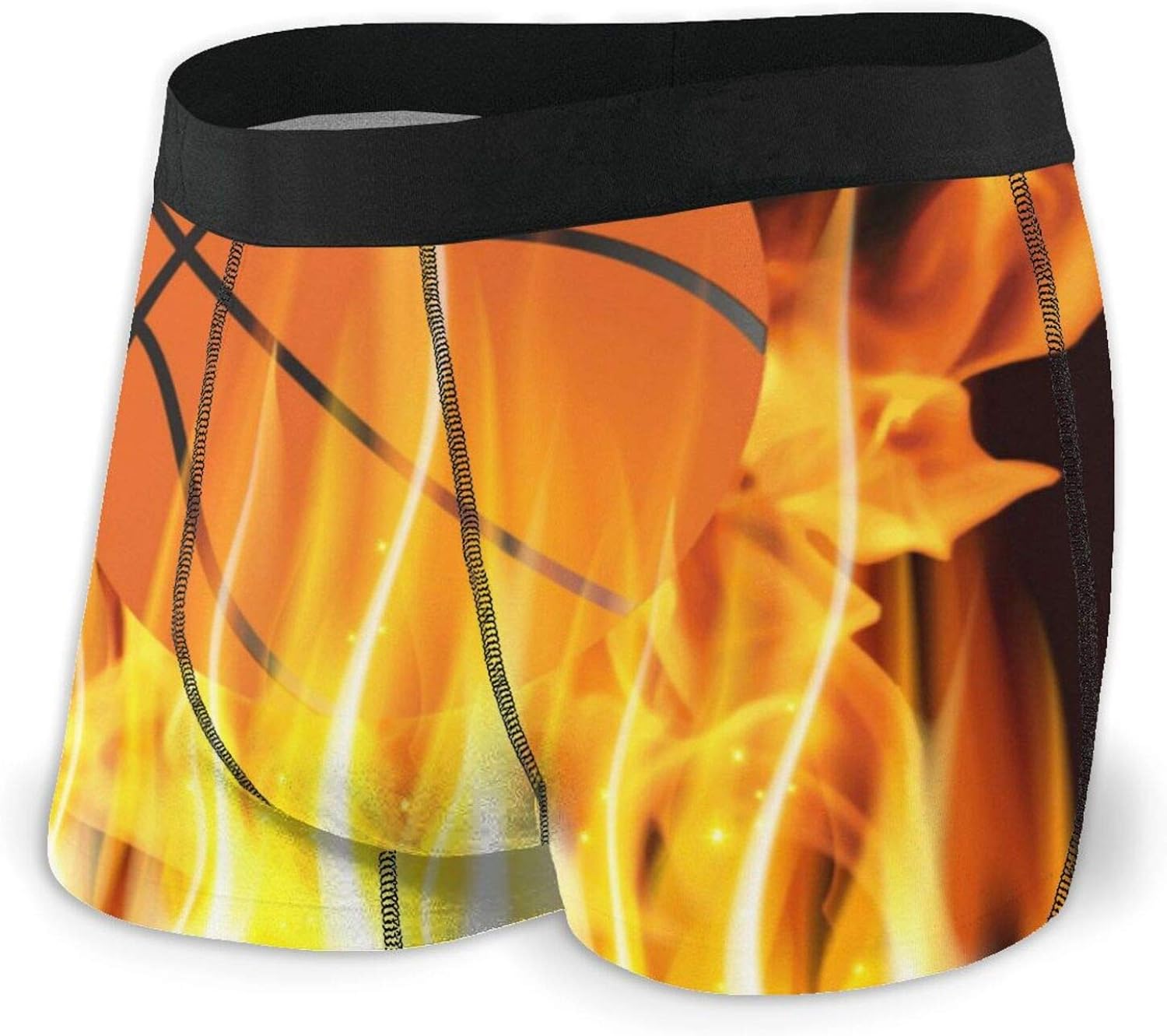 Offtggh Flames and Basketball Men's Underwear Boxer Briefs Comfortable