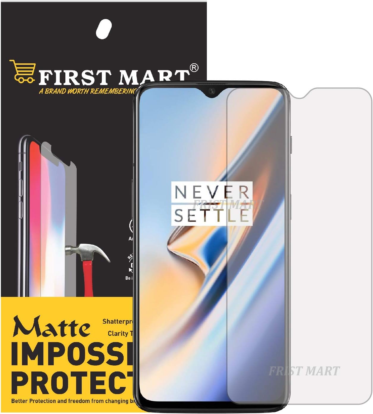 FIRST MART - A BRAND WORTH REMEMBERING Screen Protector For Oneplus 6T / Oneplus 7 | Matte Tempered Glass Full Flat Screen Coverage for Oneplus 6T with Easy Installation Kit