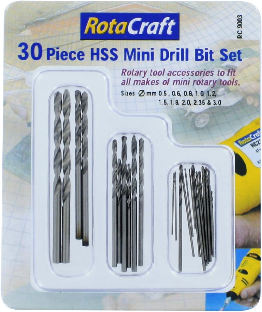 Rotacraft RC9003 30 Piece HSS Mini Drill Bit Set,Grey