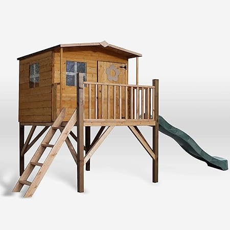 Spielhaus „Honeypot“ von Waltons, 1,5 x 1,5 m, aus Rotholz, mit Rutsche