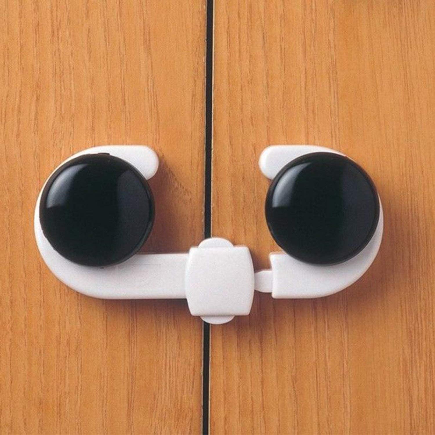 Niheshi Stainless Steel & Plastic Child Safety Sliding Lock For Cabinet & Cupboard Doors (Set Of 2)(White)
