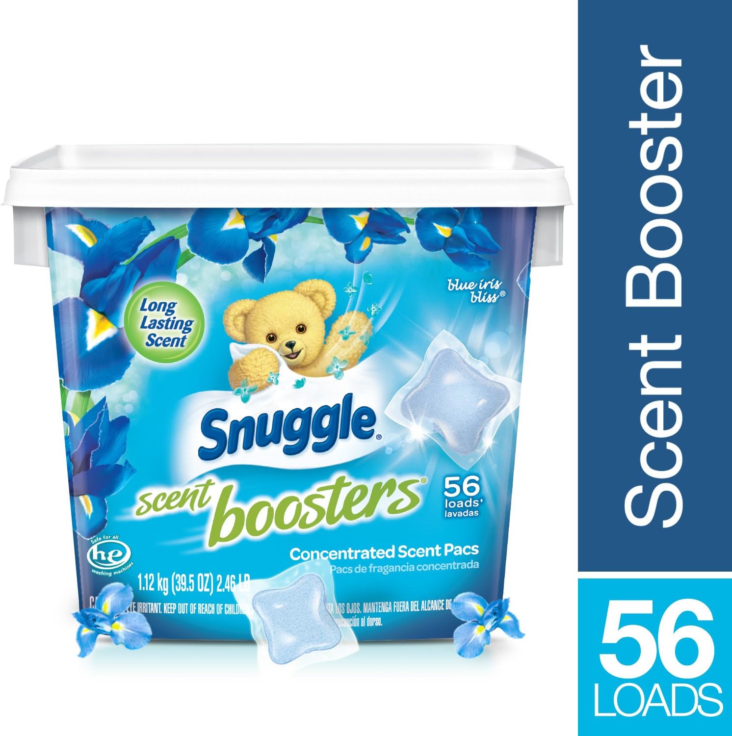 Snuggle Laundry Scent Boosters Concentrated Scent Pacs, Blue Iris Bliss, Tub, 56 Count: Health & Personal Care