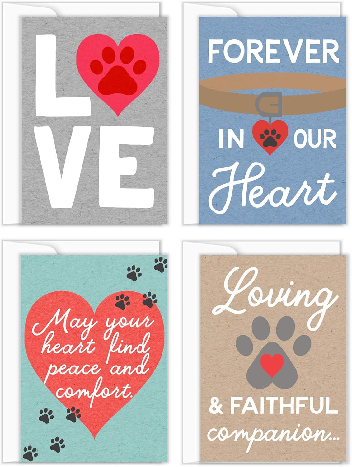 Tiny Expressions 4 Pet Sympathy Cards with Inside Messages and Envelopes