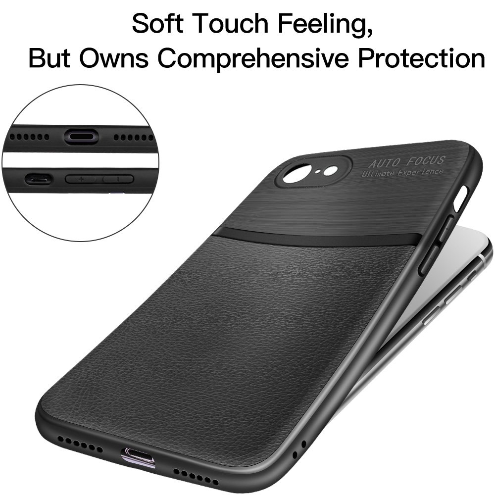 iPhone 8 Case, iPhone 7 Case, JASBON Soft TPU Brushed Carbon Fiber Phone Case Ultra Thin Breathable Cover Shockproof Protective Case for Apple iPhone 8/7-Black
