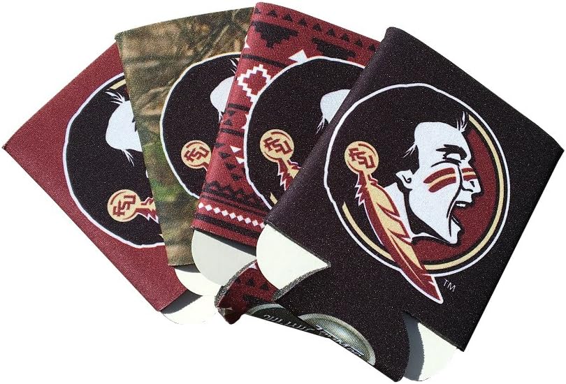 Florida State Seminoles FSU 4-Pack Multi Color Sublimated Neoprene Beverage 12oz Insulated Can Hugger Cooler