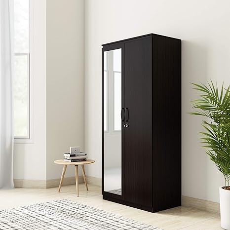 Amazon Brand Solimo Vega Engineered Wood 2 Door Wardrobe With Drawer Full Mirror Espresso Finish