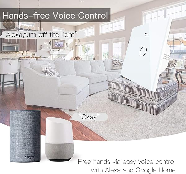 Alexa Smart Lichtschalter mit Relais RF WiFi Touch Funk Wandschalter Kein Neutralleiter Erforderlich Kompatibel mit AlexaGoogle AssistantSmartphone123 Gang 2 Way Wei