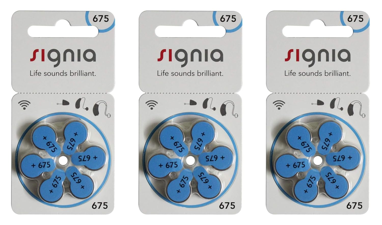 Signia German Made Hearing Aid Mercury Free Batteries. (3 Strip Total
