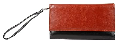 Lusso Pelle Premium Clutch Wallet for Women with 6 inch smart mobile phone and Earphone Pouch (Blue/Pink)