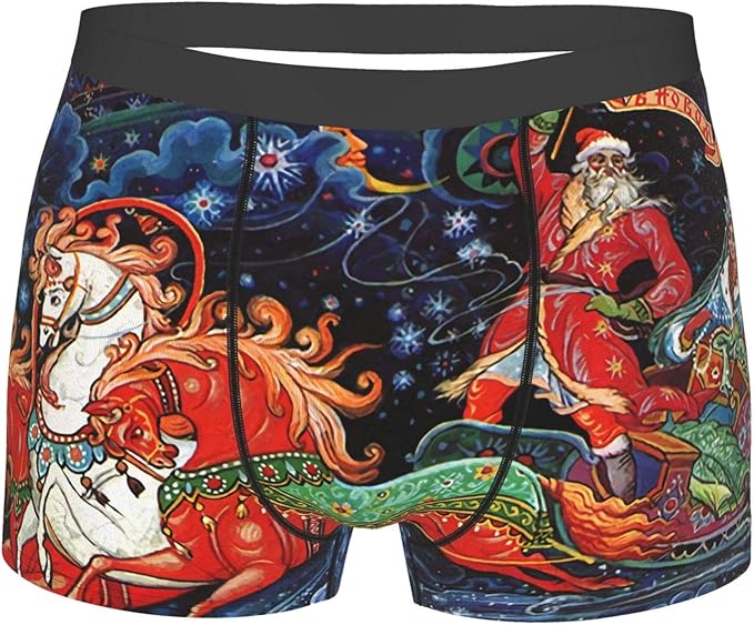 Merry Christmas Boxer Briefs For Boys Men Long Short Leg Cotton Funny