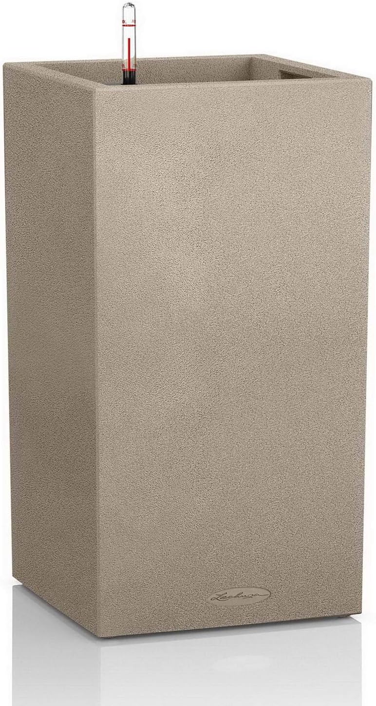 Lechuza Self Watering Plant Pot CANTO Stone 30 High Large Plastic Indoor and Outdoor Plant Pot with Drainage Hole H56 L30 W30 cm Sand Beige