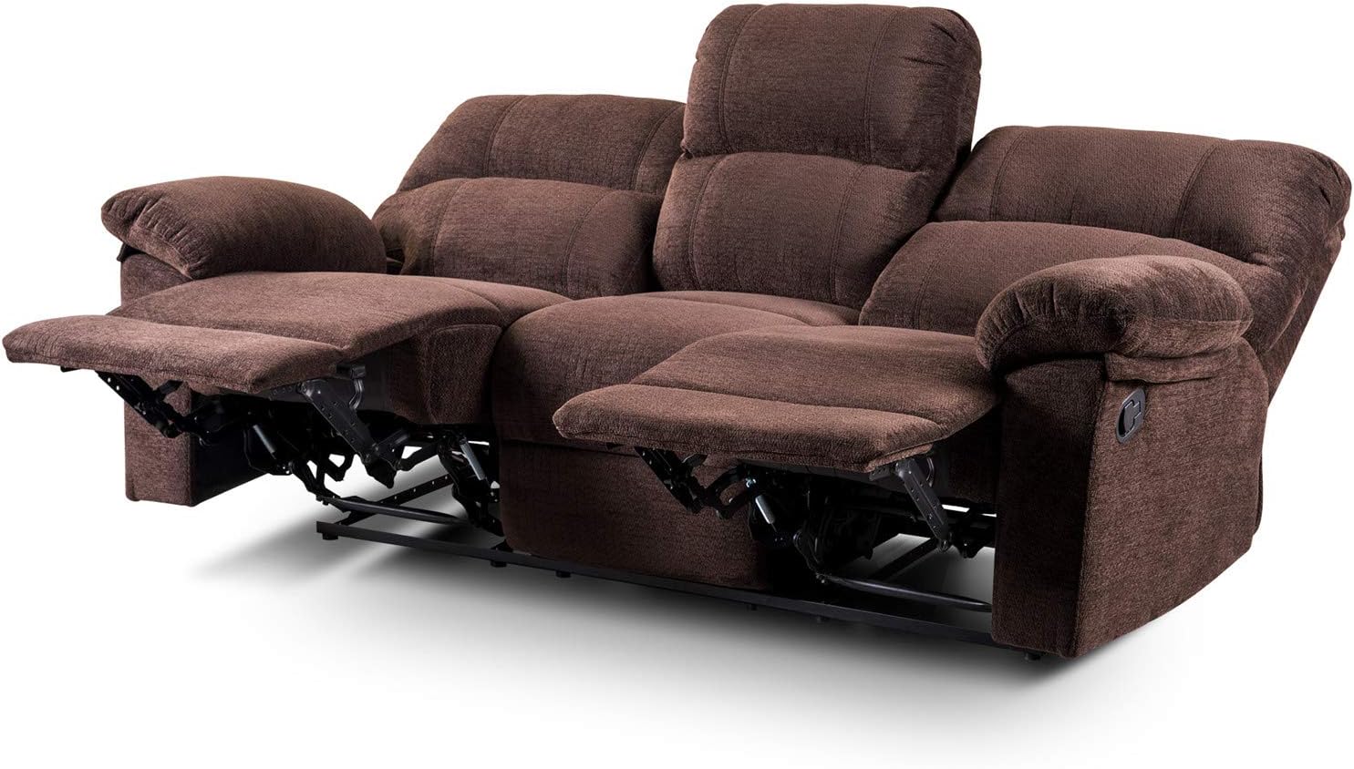 3 Seat Recliner Sofa with Upholstery Fabric for Living Room, Dual Recliner, Couch Sofa, Modern Manual Double Reclining 3 Seater for Home Theater Sectional(Brown)