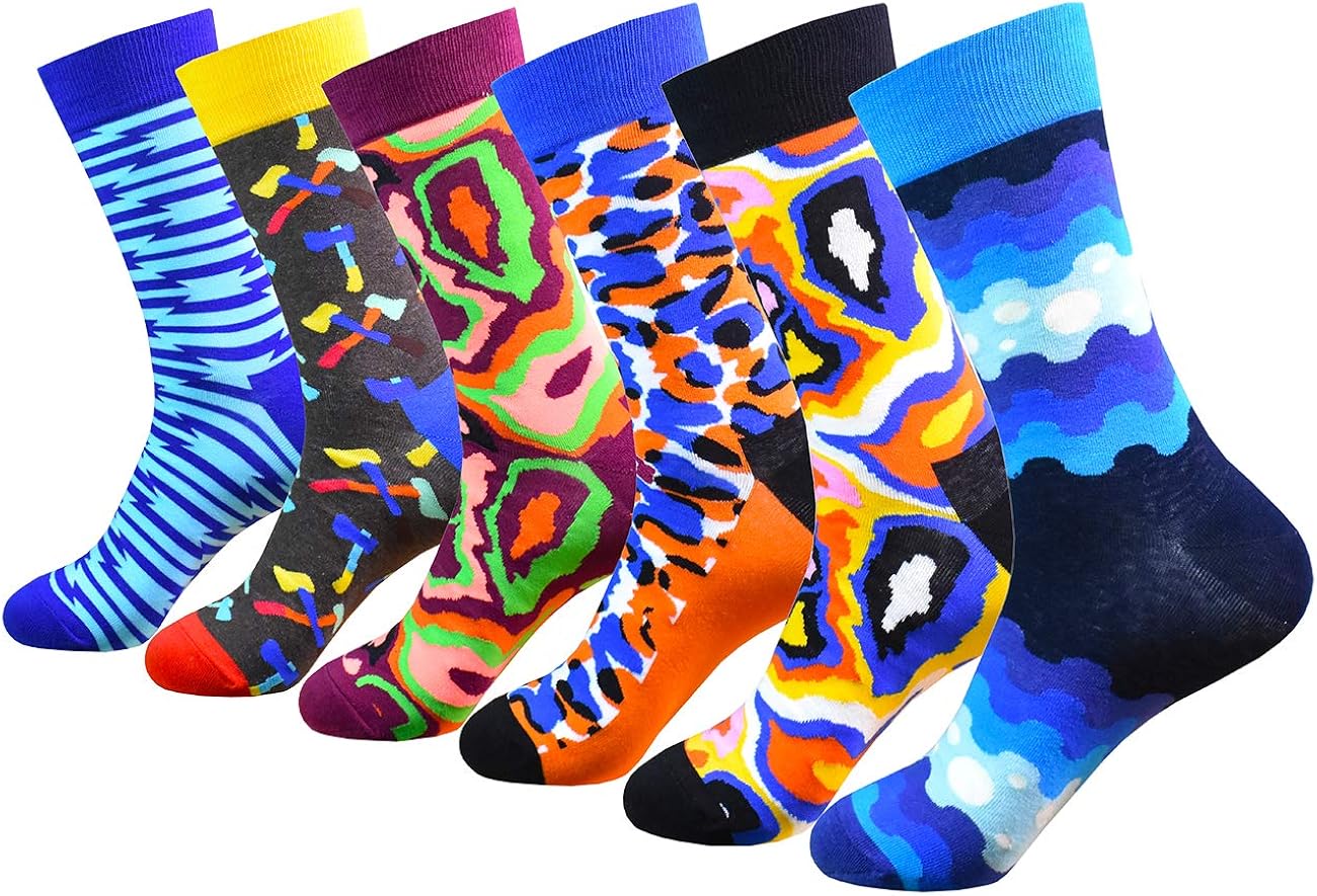 Mens Colorful Dress SocksWEILAI SOCKS Men Funky Cool Fashionable Fun
