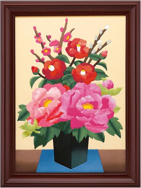 Amazon さくらほりきり 手作りキット 和紙のあとり絵 冬花のアレンジ 額付 A3サイズ 49 36 8cm パッチワークキット 通販