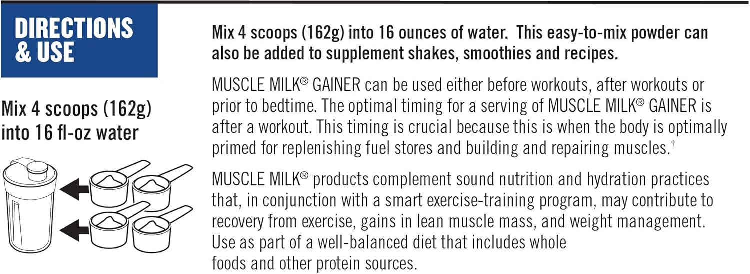 Muscle Milk Gainer Protein Powder, Vanilla Crème, 32g Protein, 5 Pound: Health & Personal Care