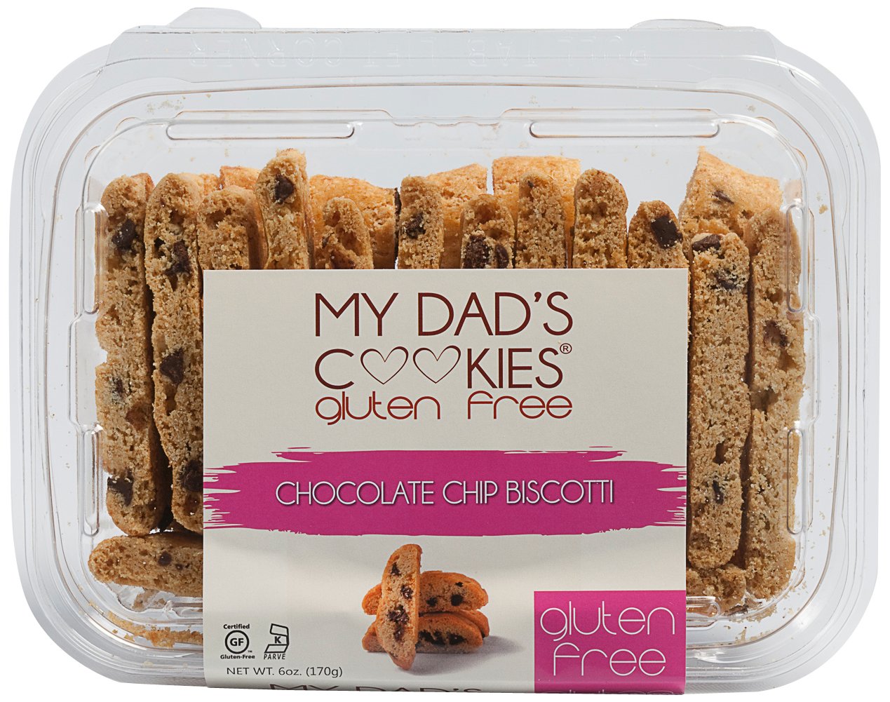 My Dad's Cookies Gluten Free Chocolate Chip Biscotti Cookie, 6 oz