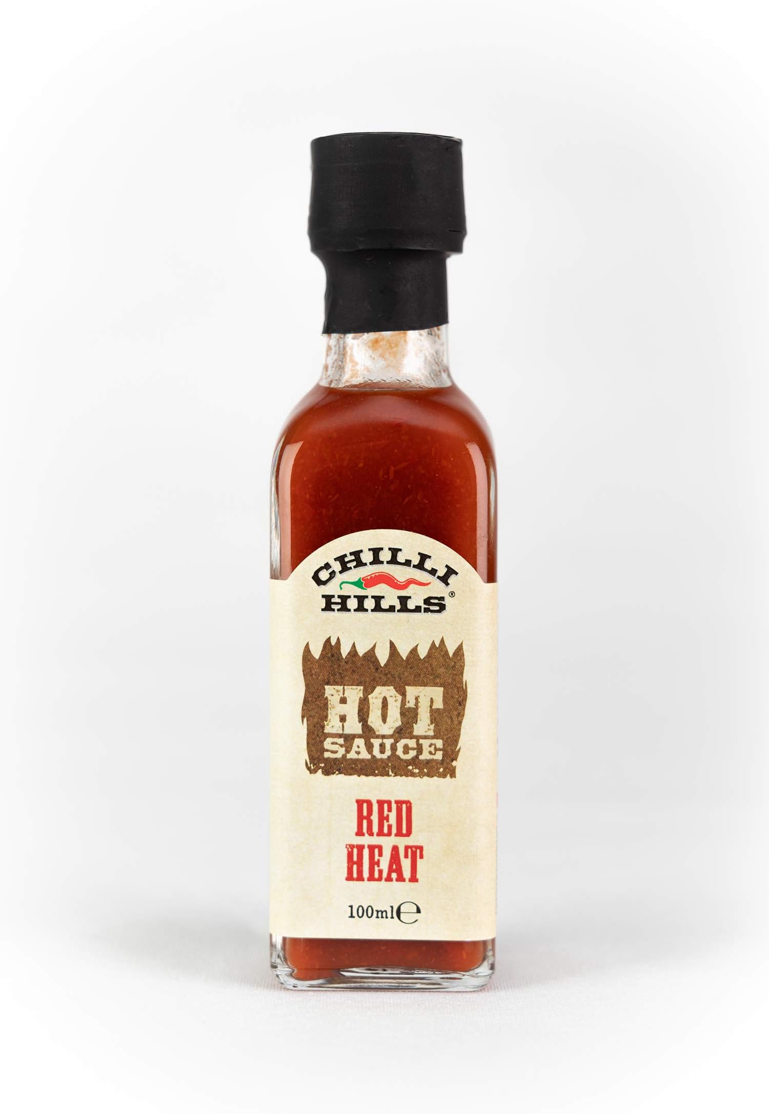 Chilli Hills RED Heat Hand Crafted Hot Sauce. from Indian NAGA and RED Habanero Chili Peppers Grown in Our Family Farm. 100% Natural, GMO & Gluten Free, Vegan. Travel Size Glass Bottle - 100 ml