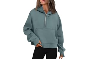 WYNNQUE Womens Quarter Zip Pullover Cropped Hoodies Long Sleeve Fleece Half Zip Sweatshirts Fall Outfits Clothes