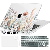 MecBevia Compatible with MacBook Air 13.6 inch Case, M4 A3240/M3 A3113/M2 A2681 (Released 2025 to 2022), Hard Shell, Keyboard Cover, Screen Protector, Webcam Cover & Type-C Adapter, Abstract Flower