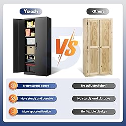 Yizosh Metal Storage Cabinet with Lock - 72" Garage