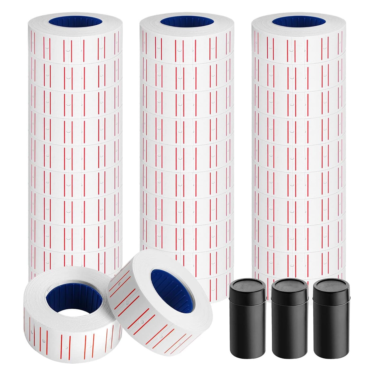 1,5000PCS Price Gun Labels 30 Rolls Price Labels for MX-5500 Label Gun, White Price Stickers Plus Extra 3Pcs Price Gun Refill Ink Roll