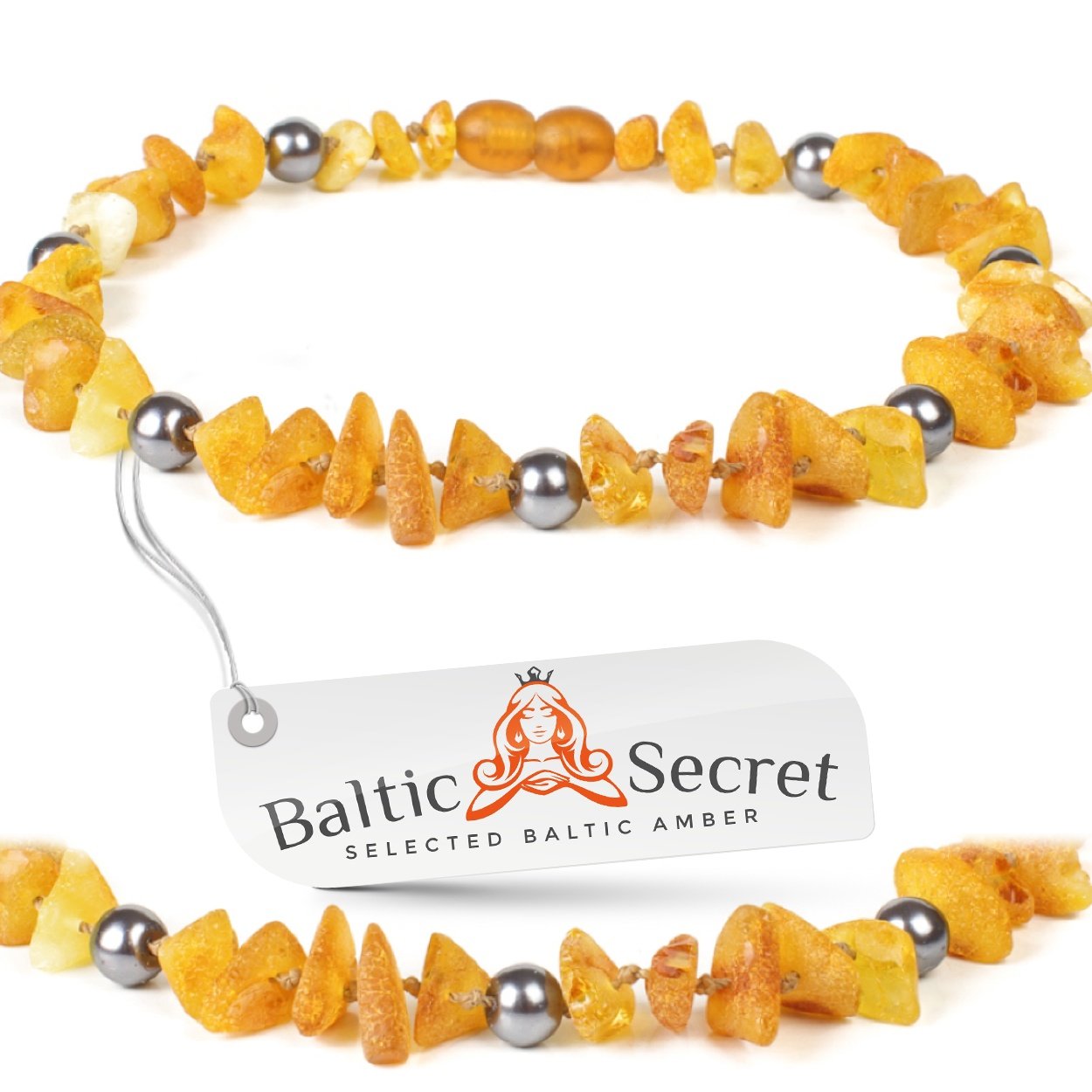 Baltic Secret Baltic Amber Dog & Cat Collar - Natural Organic Raw Amber Beads for Big, Medium, Small Dogs & Cats - 28 cm