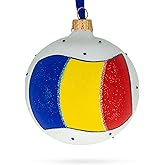 Flag of Romania Glass Ball Christmas Ornament 3.25 Inches