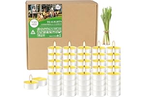 PLIADVBU 4-Hour 100Pack Citronella Tealight Candles, Outdoor and Indoor Summer Scented Candle,Natural Soy Wax Candle for Home Patio Garden Yard Balcony,BBQ Birthday Emergency