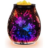 Wax Melt Warmer for Scented Wax- Glass Wax Melter for Home Fragrance with Removable Tray, Essential Oil Warmer Wax Cubes Burner Aroma Night Light for Home Office Bedroom Decor Gifts for Women