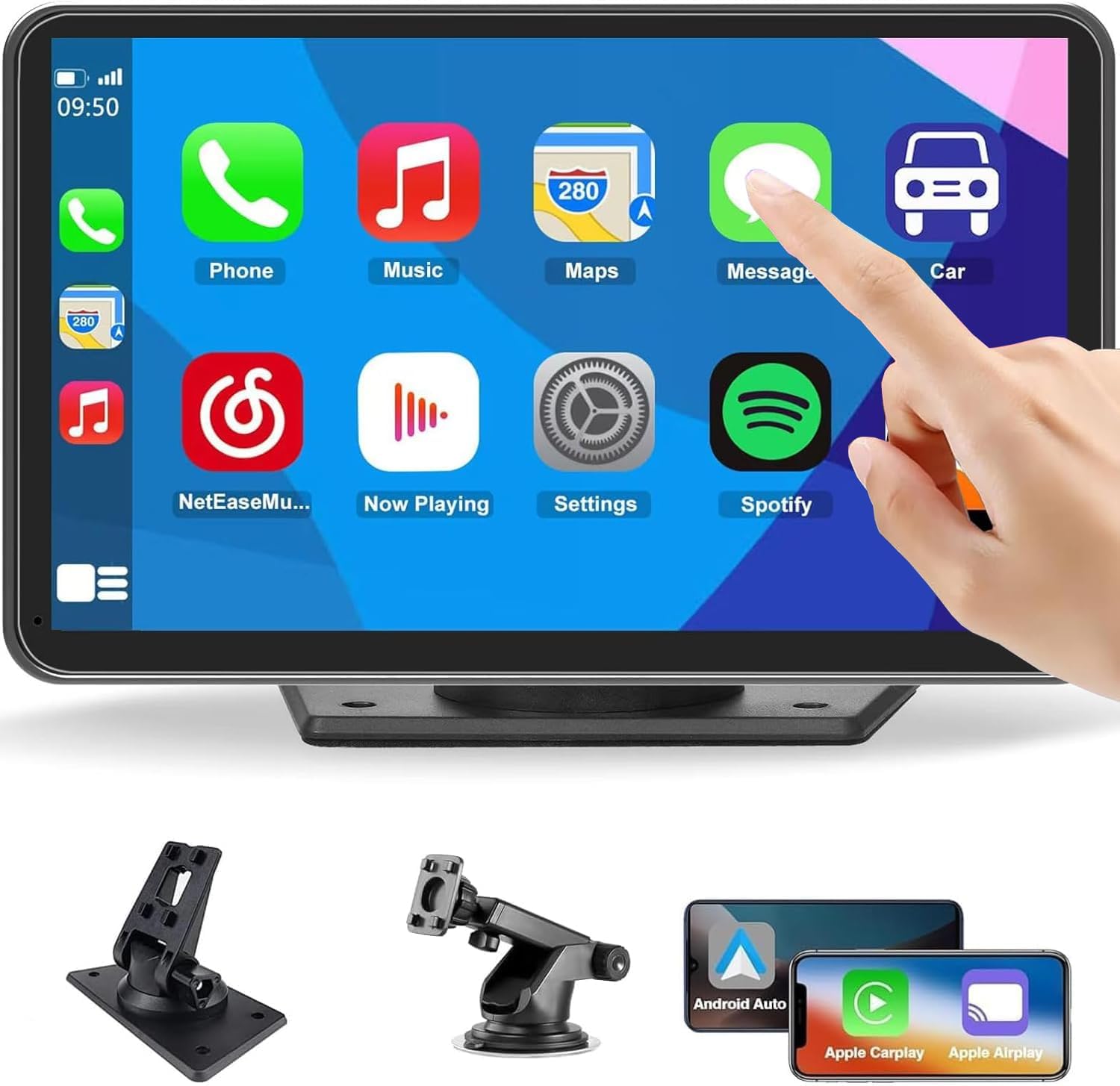 Photo 1 of 7 Inch Portable Touch Screen Car Stereo with Wireless Carplay & Android Auto,Mirror Link,Bluetooth,AUX,FM,Siri,Voice Control for All Vehicles